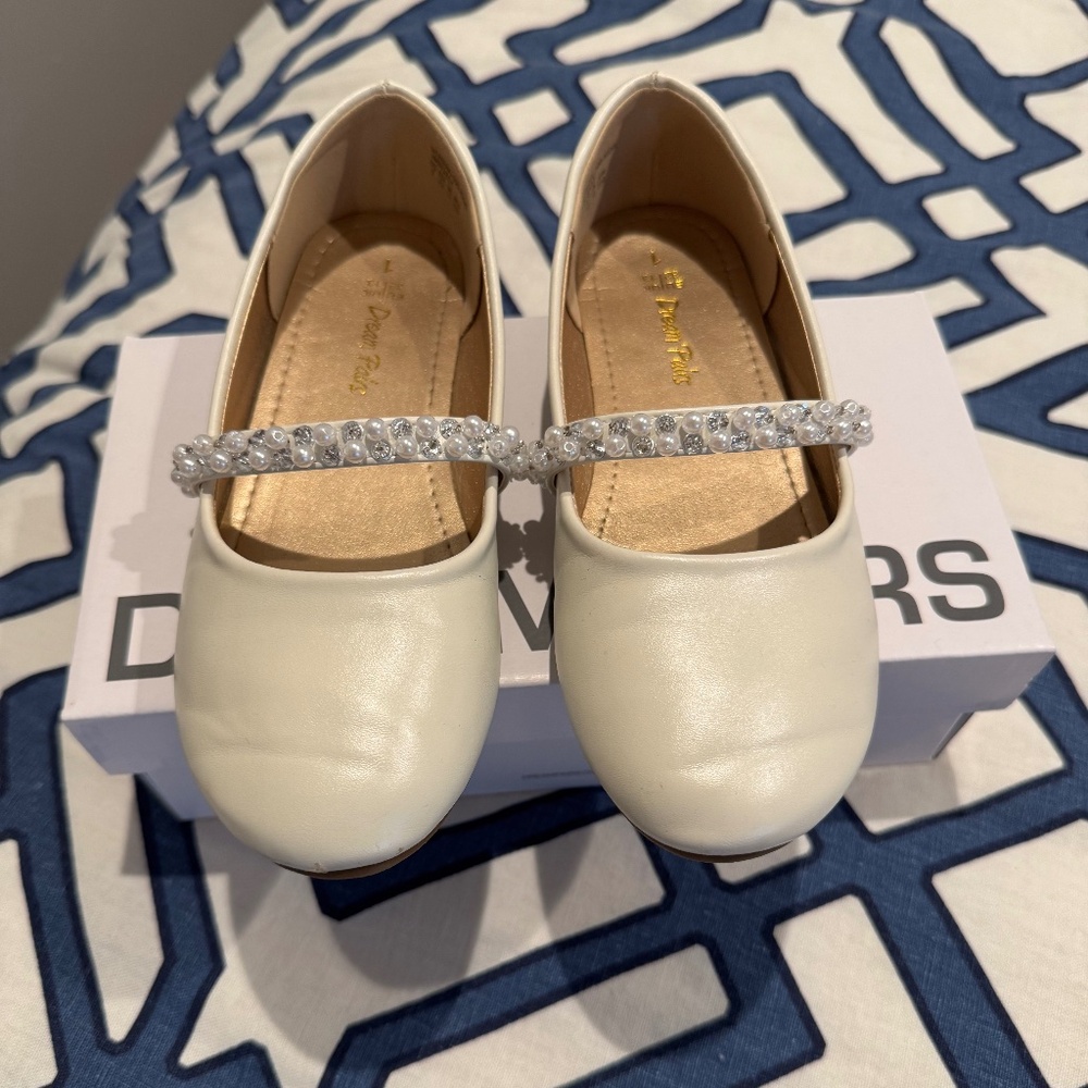 White Pearl and Crystal Ballet Flats